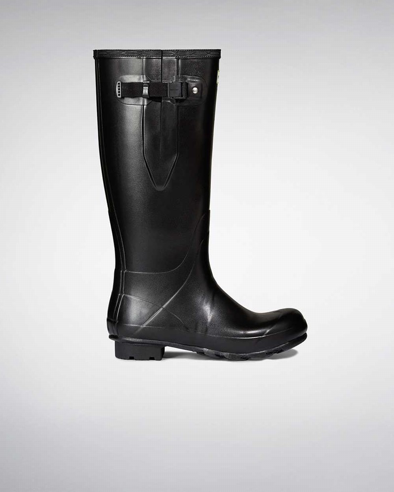 Hunter Norris Field Side Adjustable Neoprene Lined Men Wellington Boots Black | 624023711