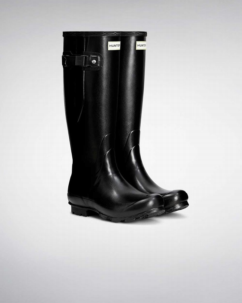 Hunter Norris Field Side Adjustable Women Rain Boots Black | 131434673