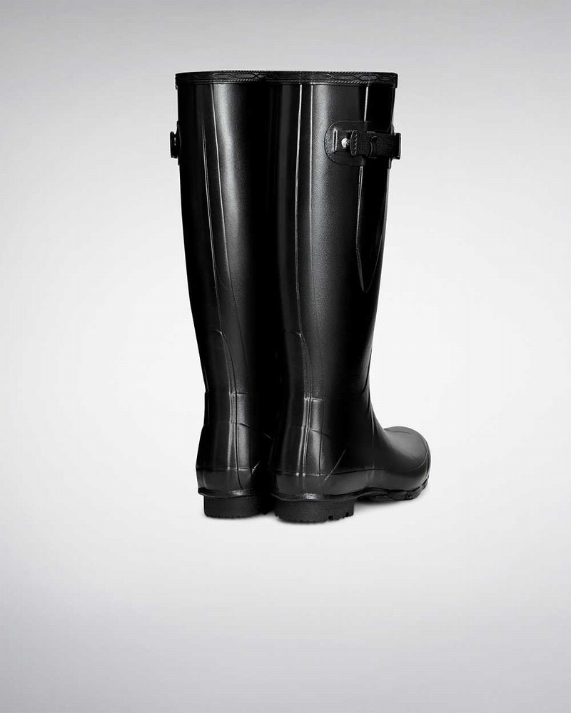 Hunter Norris Field Side Adjustable Women Rain Boots Black | 131434673