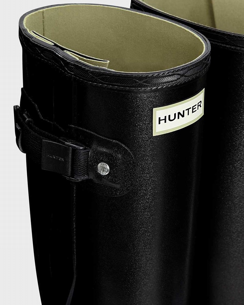 Hunter Norris Field Side Adjustable Women Rain Boots Black | 131434673