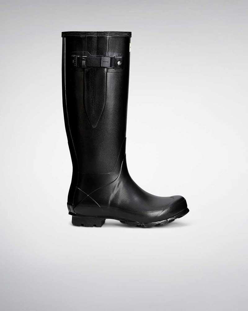 Hunter Norris Field Side Adjustable Women Rain Boots Black | 131434673