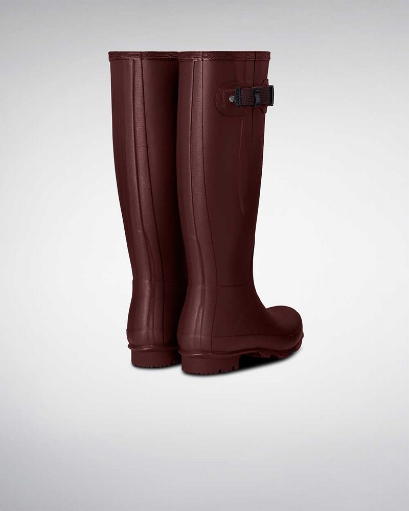 Hunter Norris Field Side Adjustable Women Rain Boots Burgundy | 391500990