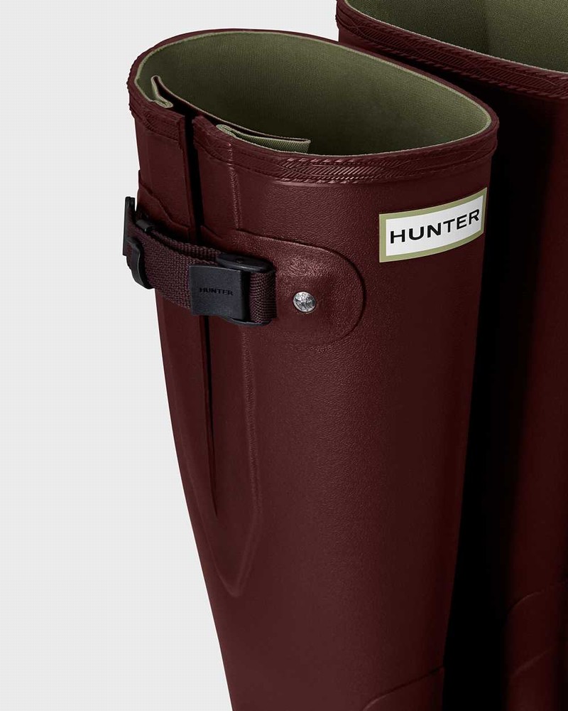 Hunter Norris Field Side Adjustable Women Rain Boots Burgundy | 391500990