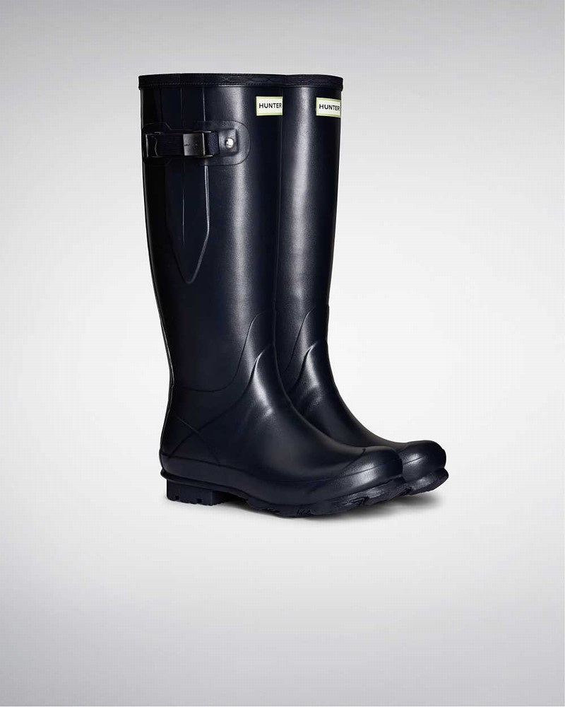 Hunter Norris Field Side Adjustable Women Rain Boots Navy | 559010955