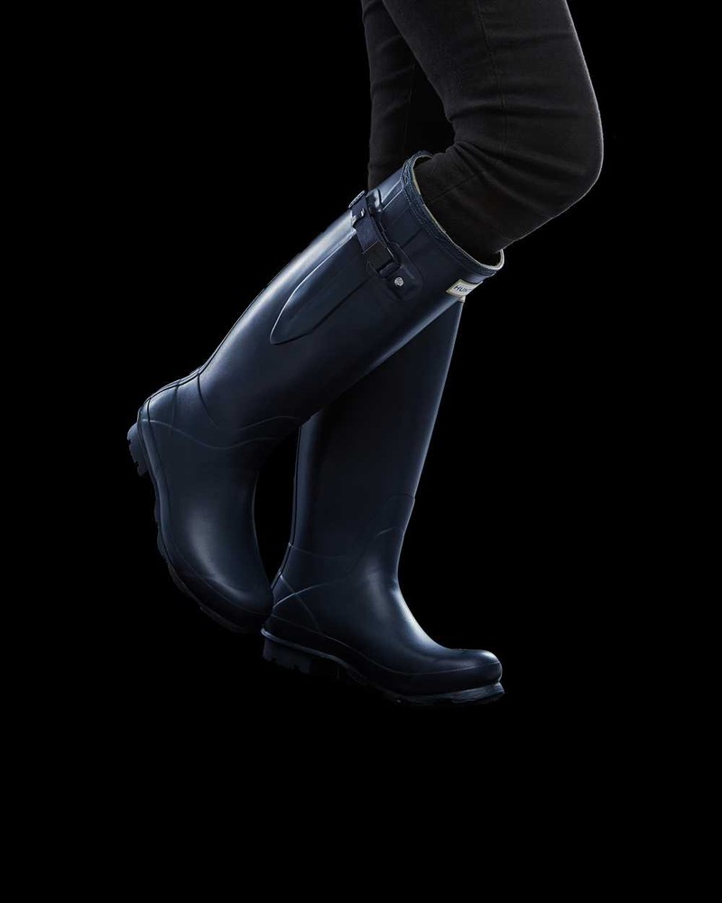 Hunter Norris Field Side Adjustable Women Rain Boots Navy | 559010955