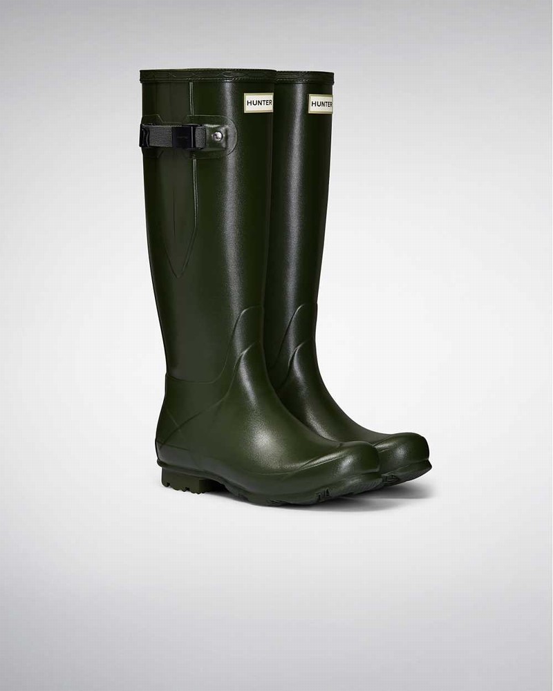 Hunter Norris Field Side Adjustable Women Rain Boots Green | 348903312