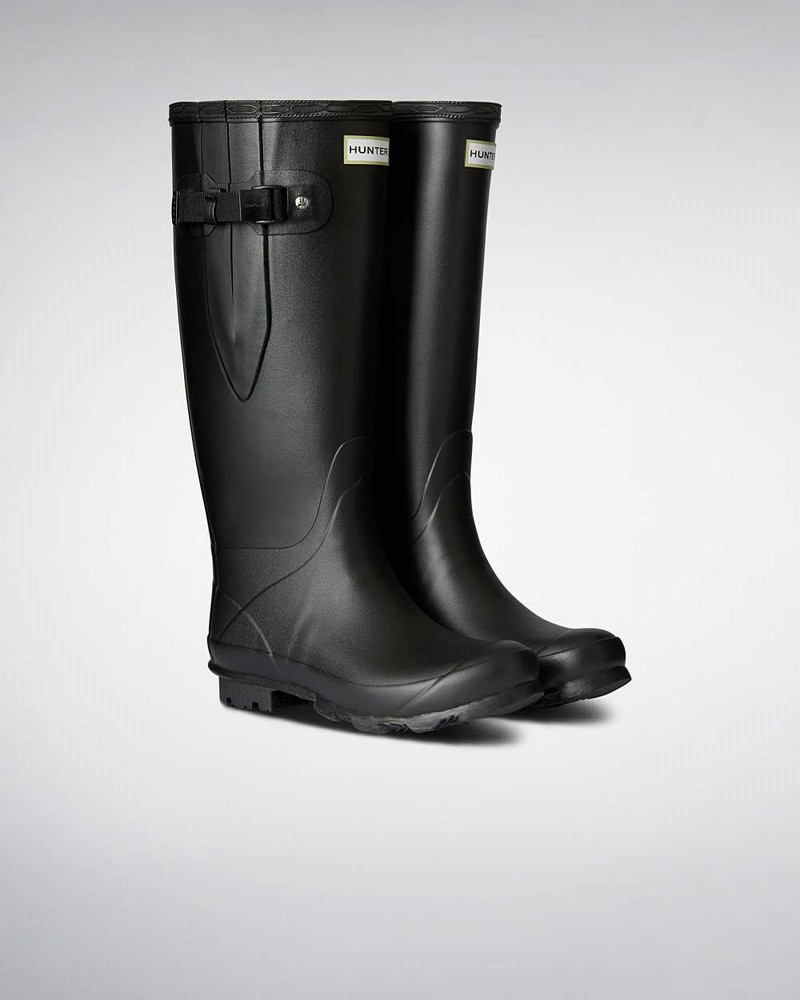 Hunter Norris Field Wide Fit Women Rain Boots Black | 379368640