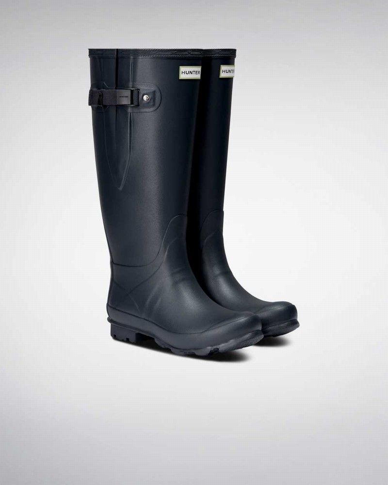 Hunter Norris Field Wide Fit Women Rain Boots Navy | 367423431