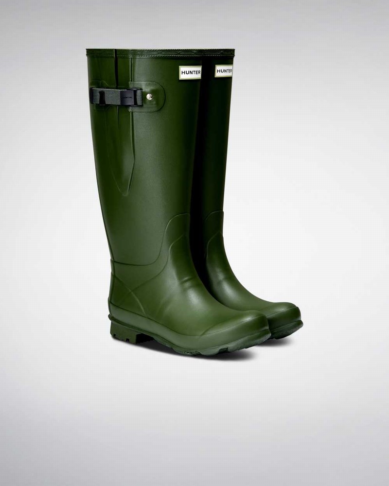 Hunter Norris Field Wide Fit Women Rain Boots Green | 776650973