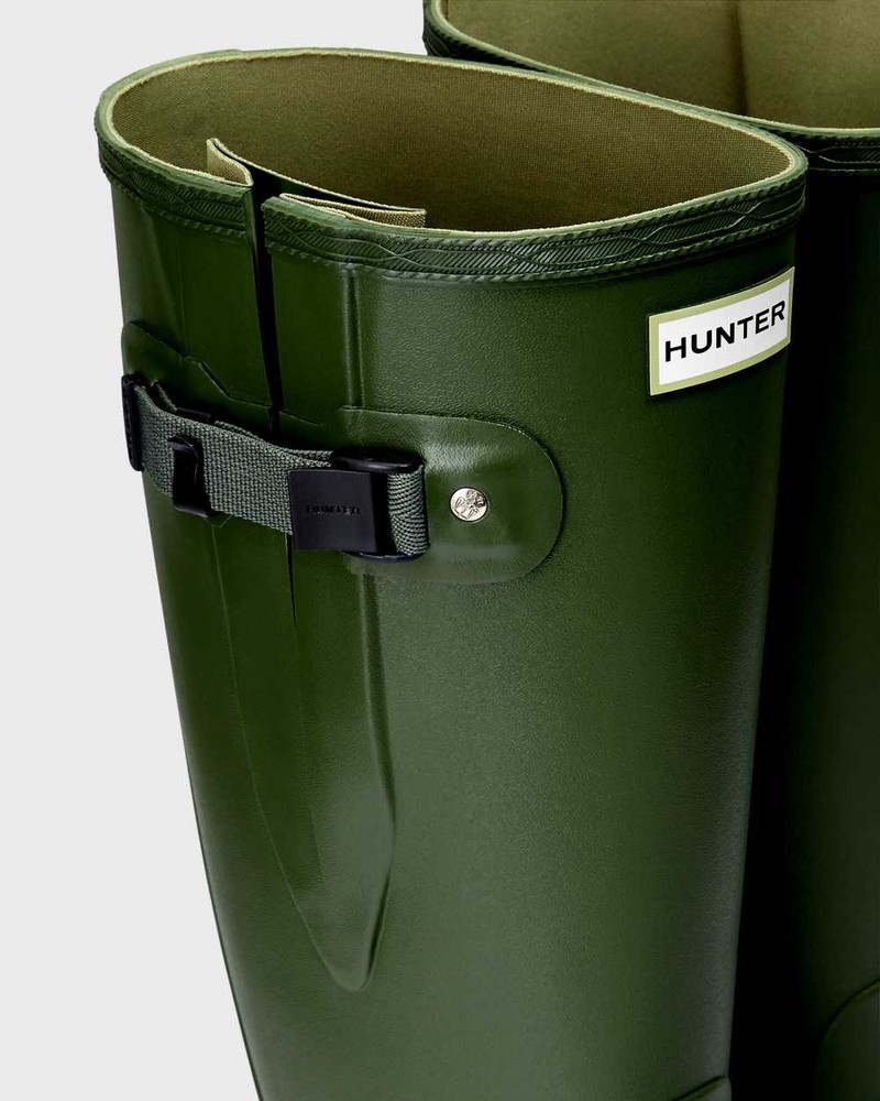 Hunter Norris Field Wide Fit Women Rain Boots Green | 776650973