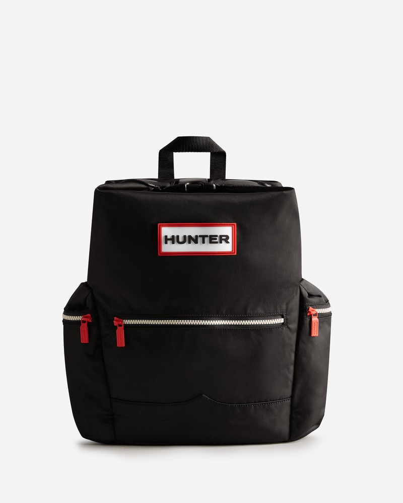 Hunter Nylon Large Topclip Men Backpacks Black | 331892787