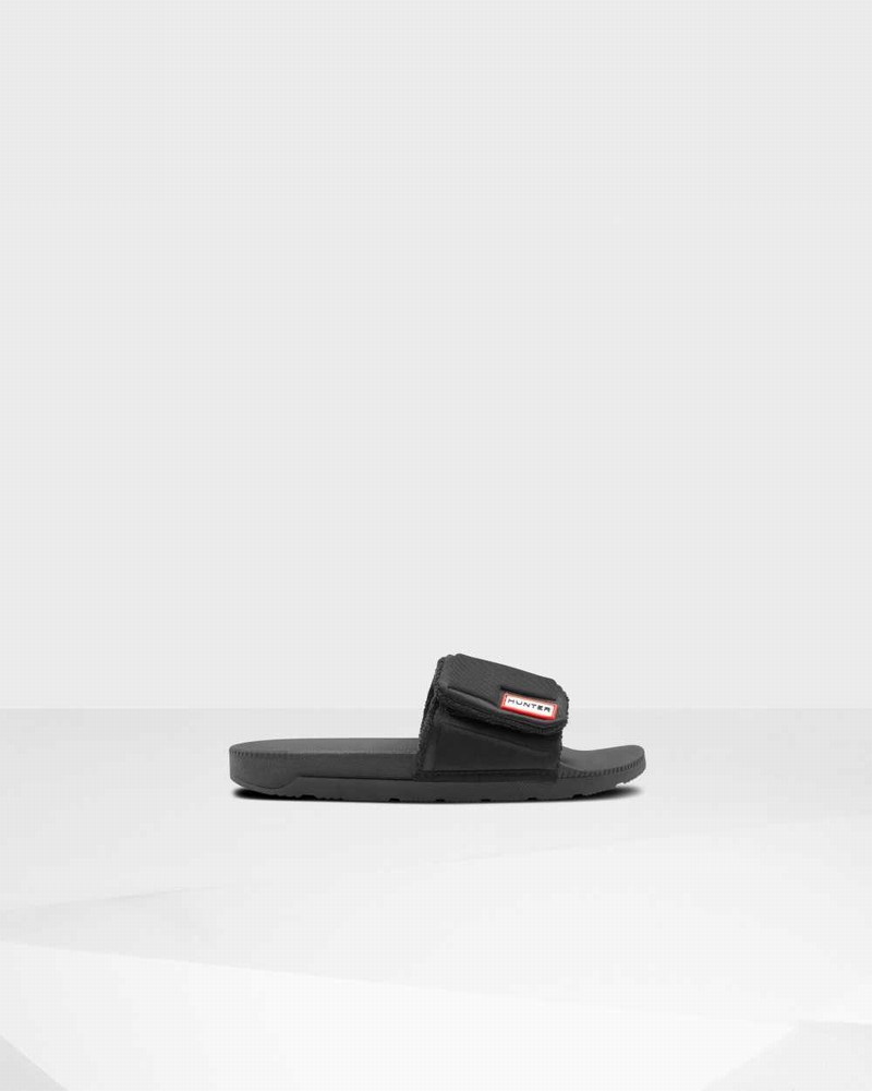 Hunter Original Adjustable Women Slides Black | 358093731