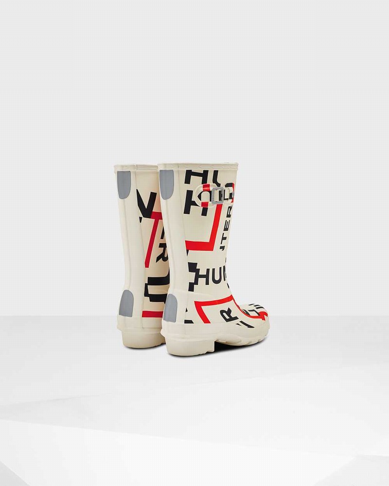 Hunter Original Big Exploded Logo Kids' Rain Boots White | 292966744