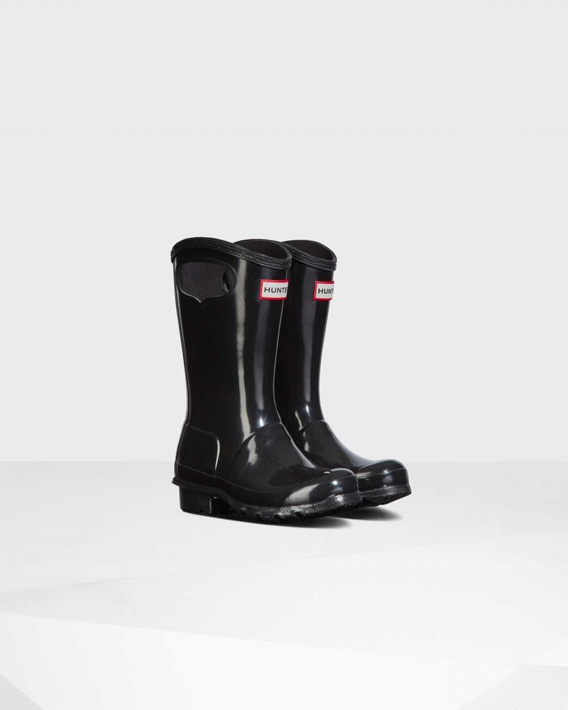 Hunter Original Big Grab Handle Kids' Rain Boots Black | 745422800