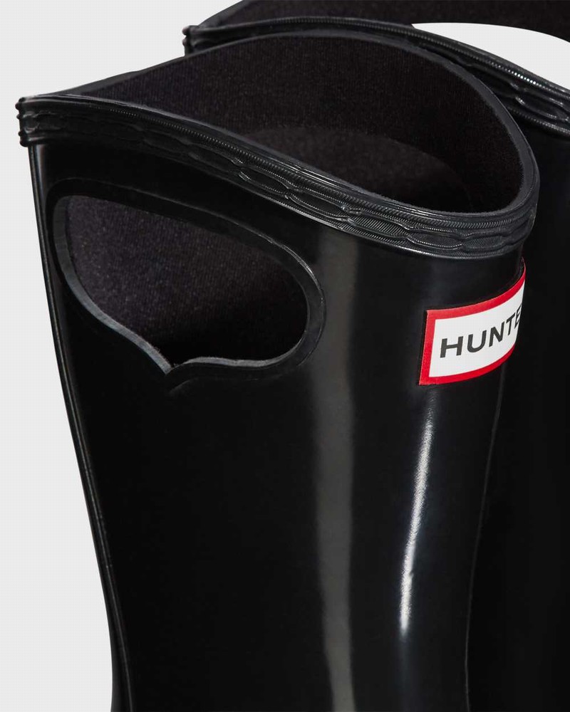 Hunter Original Big Grab Handle Kids' Rain Boots Black | 745422800