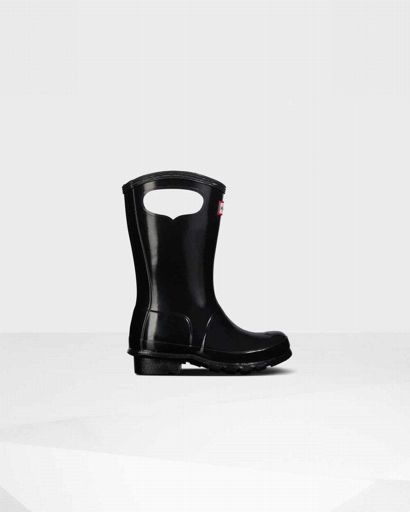 Hunter Original Big Grab Handle Kids\' Rain Boots Black | 745422800