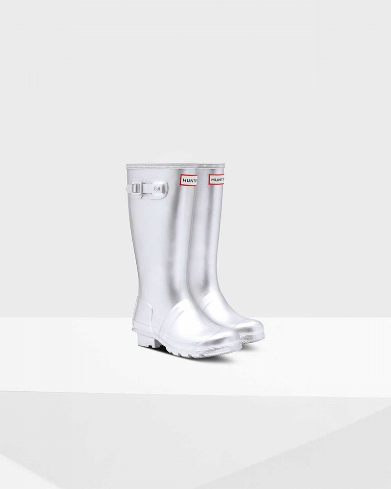 Hunter Original Big Metallic Kids' Rain Boots Silver | 137678685