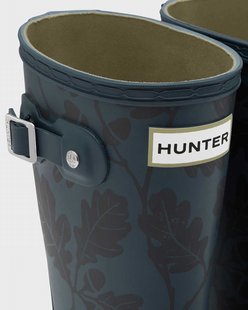 Hunter Original Big National Trust Print Kids' Rain Boots Blue | 828777119