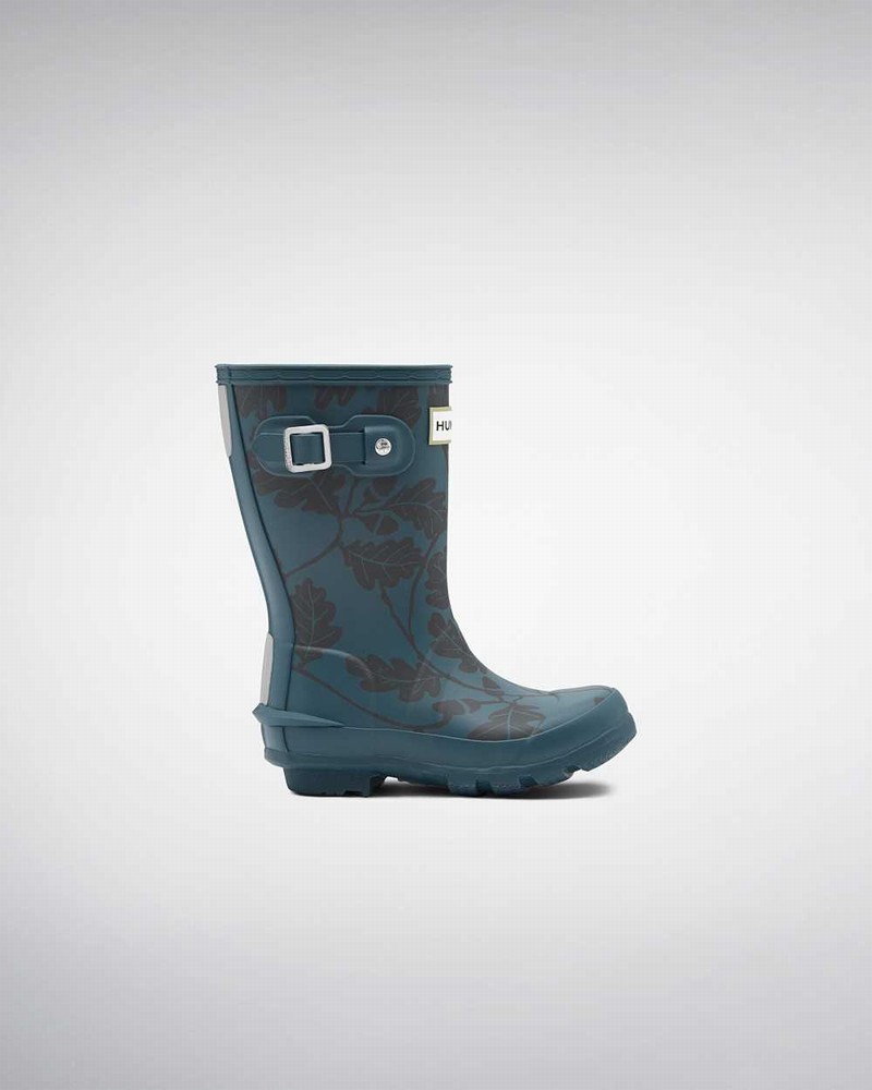 Hunter Original Big National Trust Print Kids\' Rain Boots Blue | 828777119