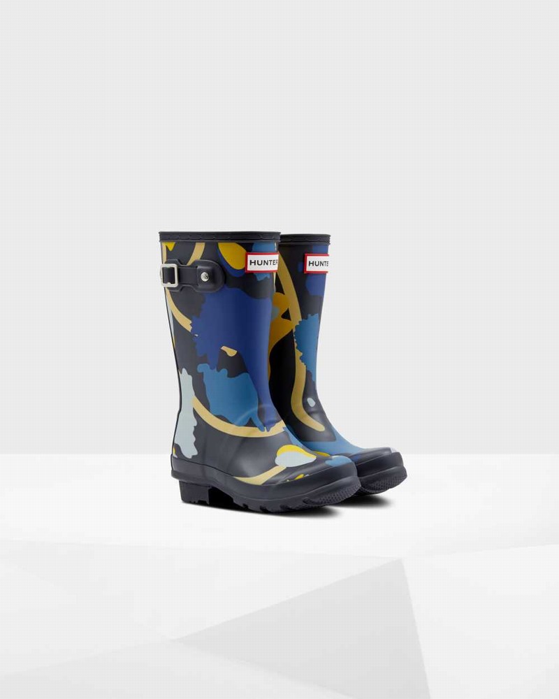 Hunter Original Big Rockpool Camo Kids' Rain Boots Navy | 545130783