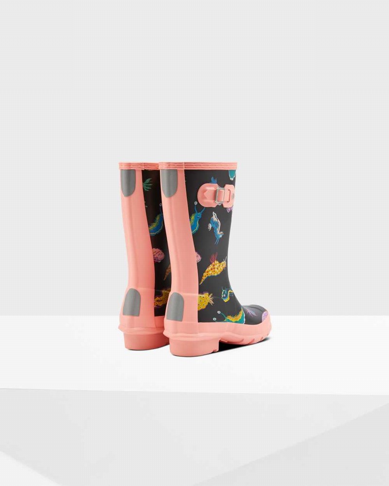 Hunter Original Big Sea Monster Print Kids' Rain Boots Pink | 857022355