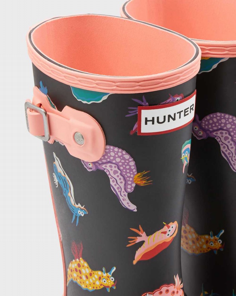 Hunter Original Big Sea Monster Print Kids' Rain Boots Pink | 857022355