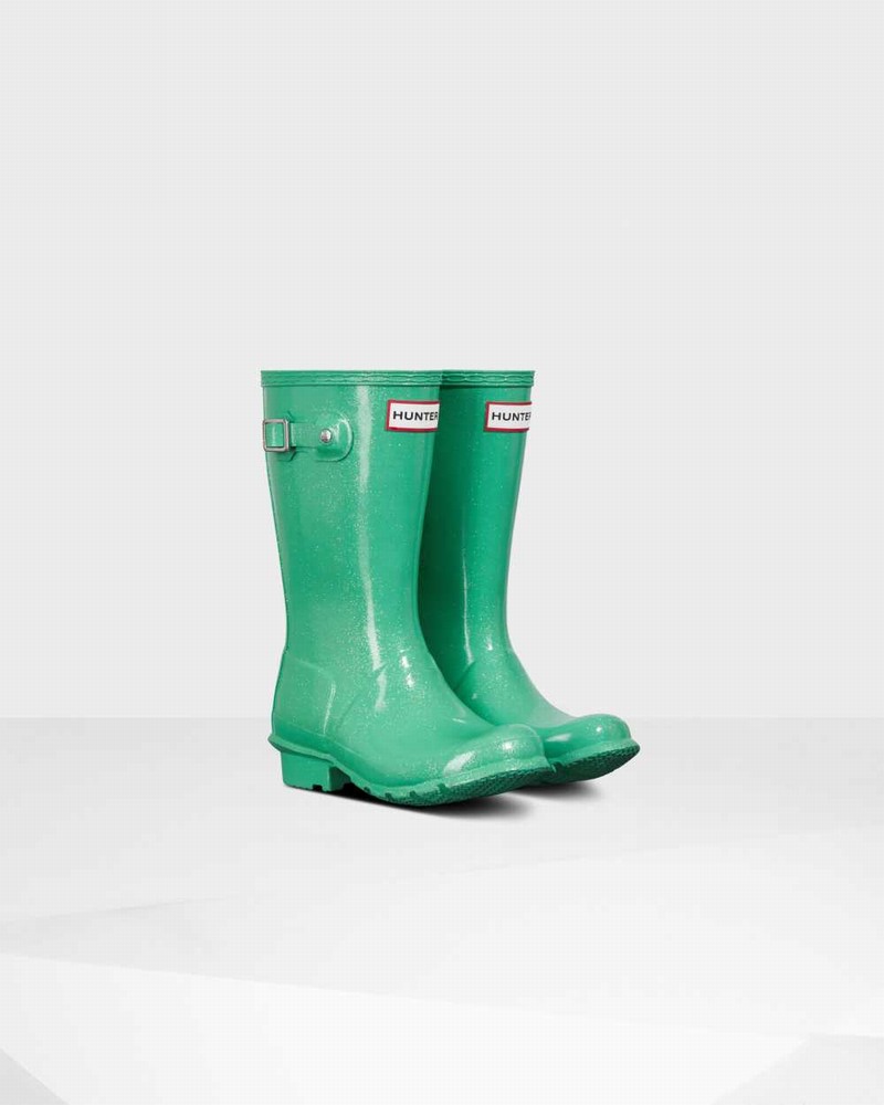 Hunter Original Big Starcloud Kids' Rain Boots Green | 466723935