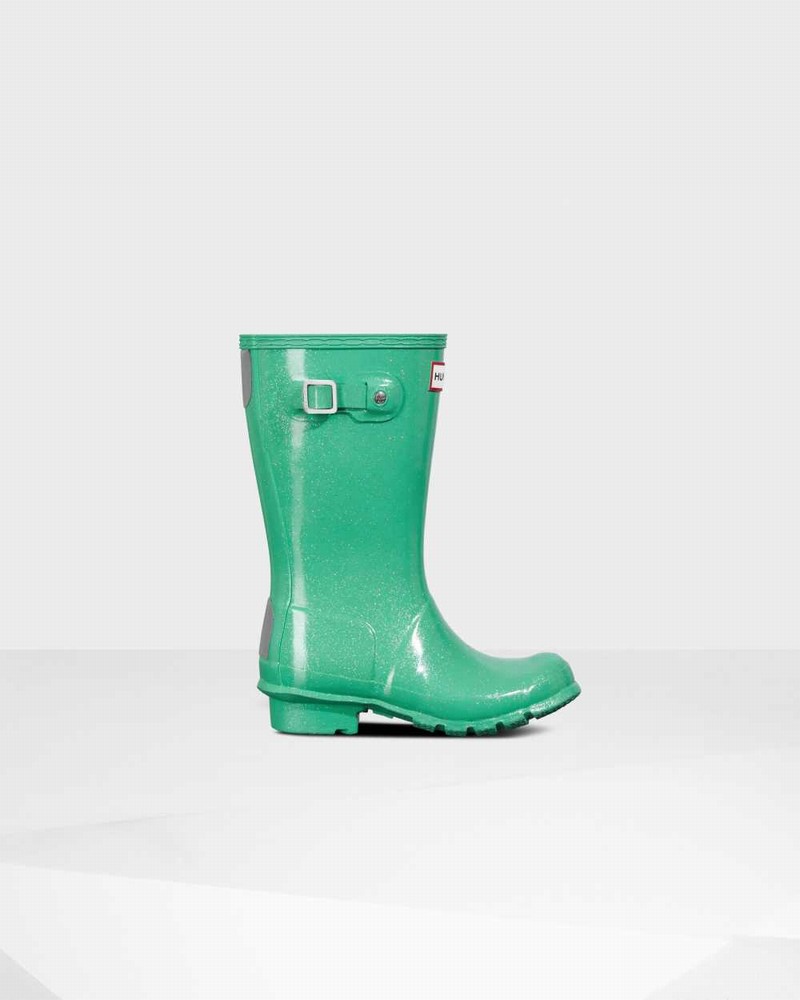Hunter Original Big Starcloud Kids\' Rain Boots Green | 466723935