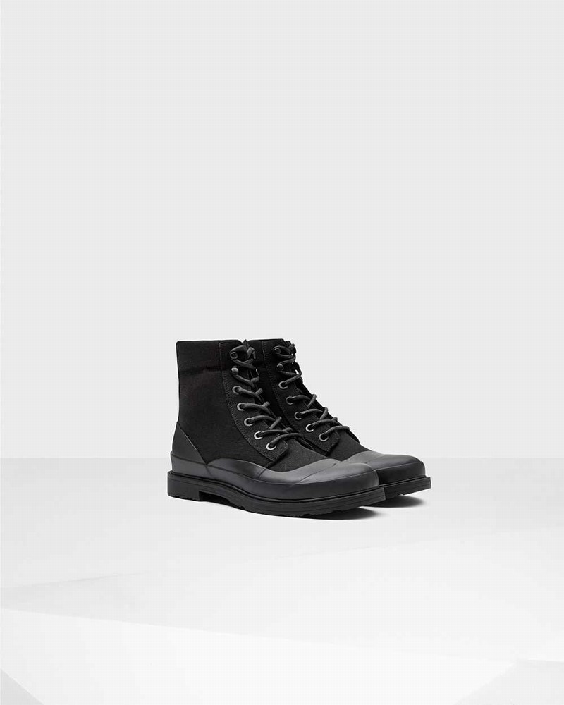 Hunter Original Canvas Lace-up Derby Men Boots Black | 310918143