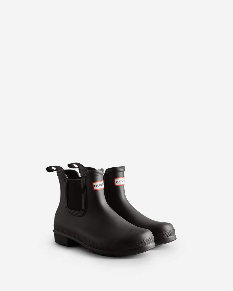 Hunter Original Chelsea Hunter Tri Colour Logo Backstrap Women Boots Black | 636553031