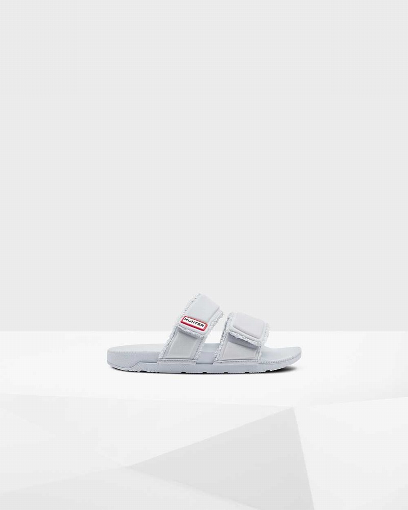 Hunter Original Double Strap Women Slides Grey | 863692268