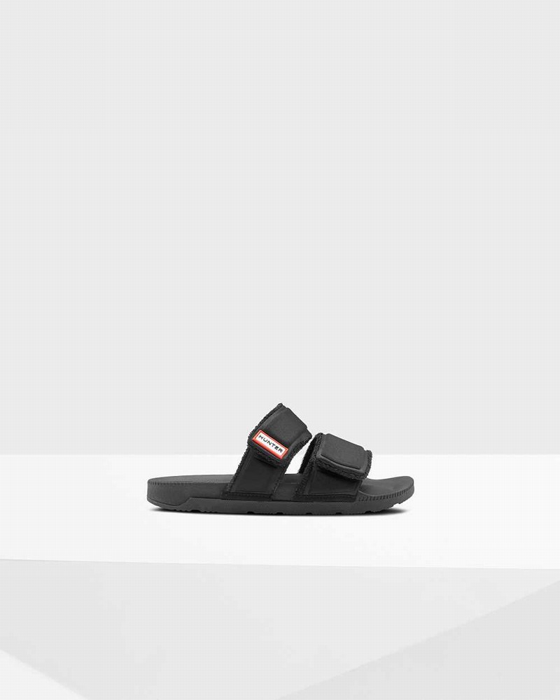 Hunter Original Double Strap Women Slides Black | 443719766