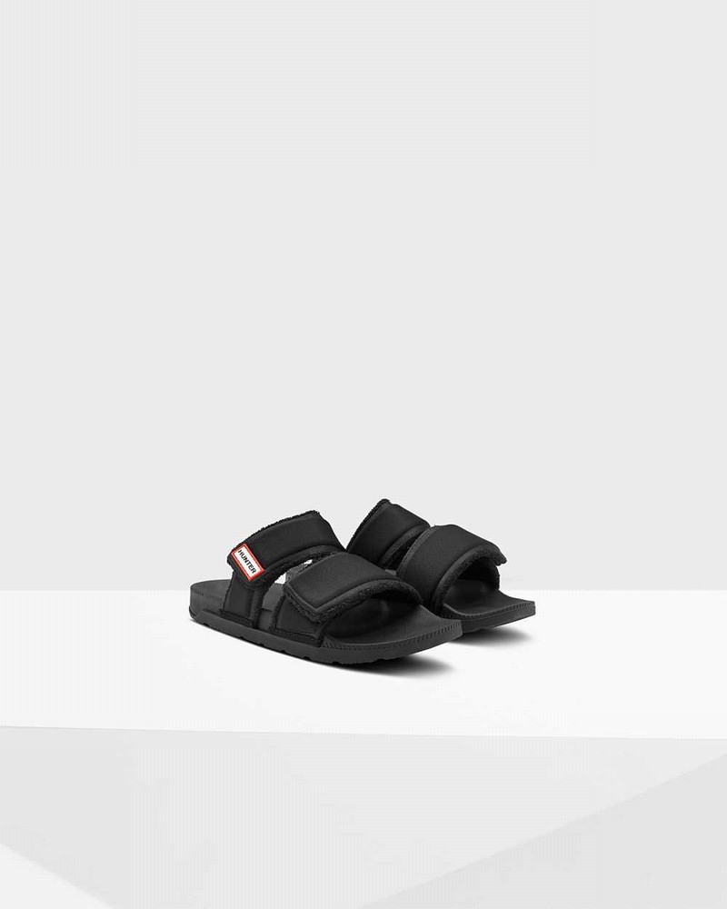 Hunter Original Double Strap Women Slides Black | 443719766
