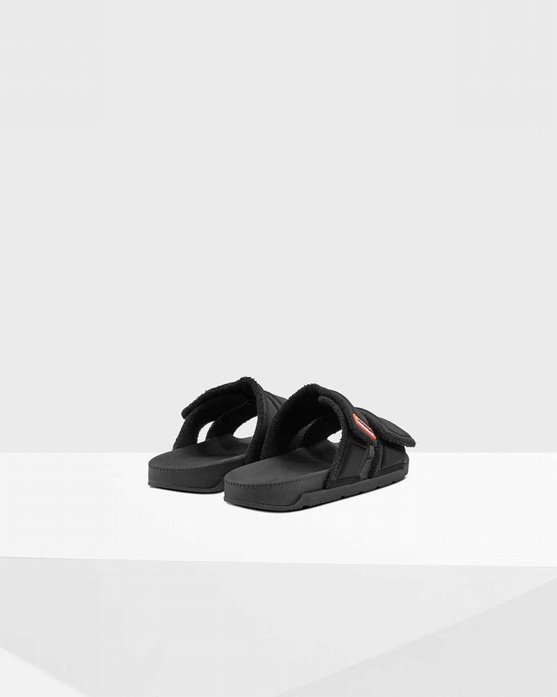 Hunter Original Double Strap Women Slides Black | 443719766