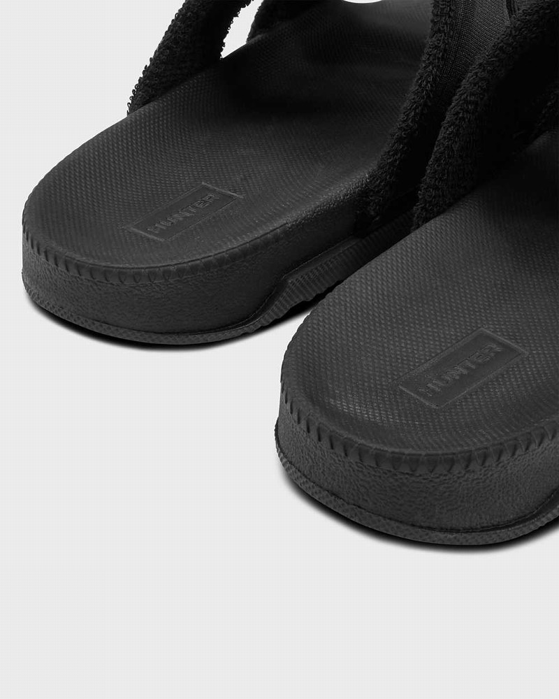 Hunter Original Double Strap Women Slides Black | 443719766