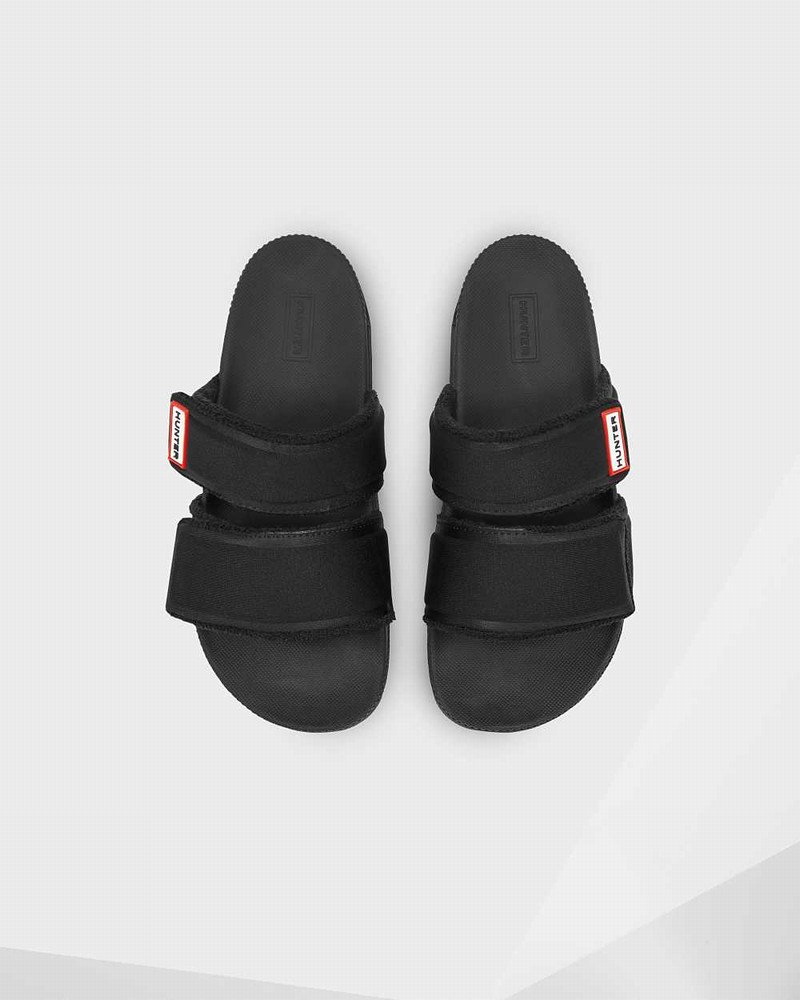 Hunter Original Double Strap Women Slides Black | 443719766