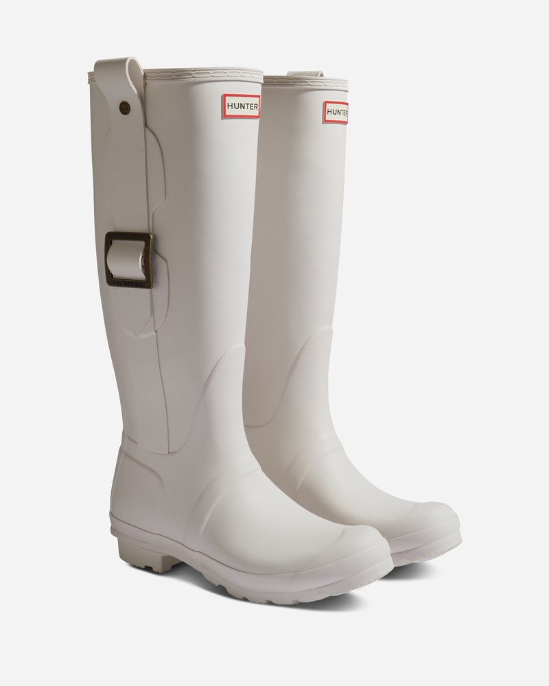Hunter Original Exaggerated Buckle Women Tall Boots White | 406416330