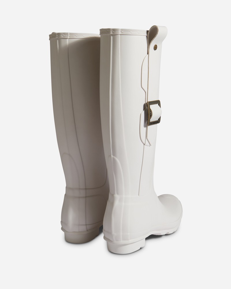 Hunter Original Exaggerated Buckle Women Tall Boots White | 406416330