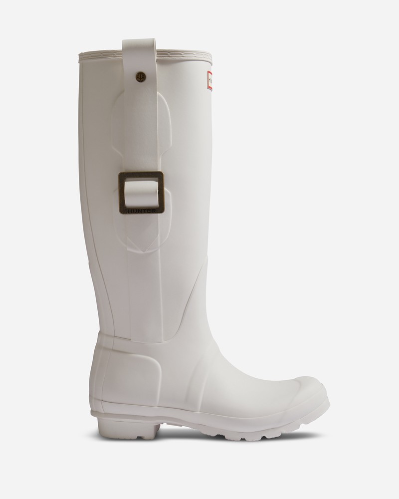 Hunter Original Exaggerated Buckle Women Tall Boots White | 406416330