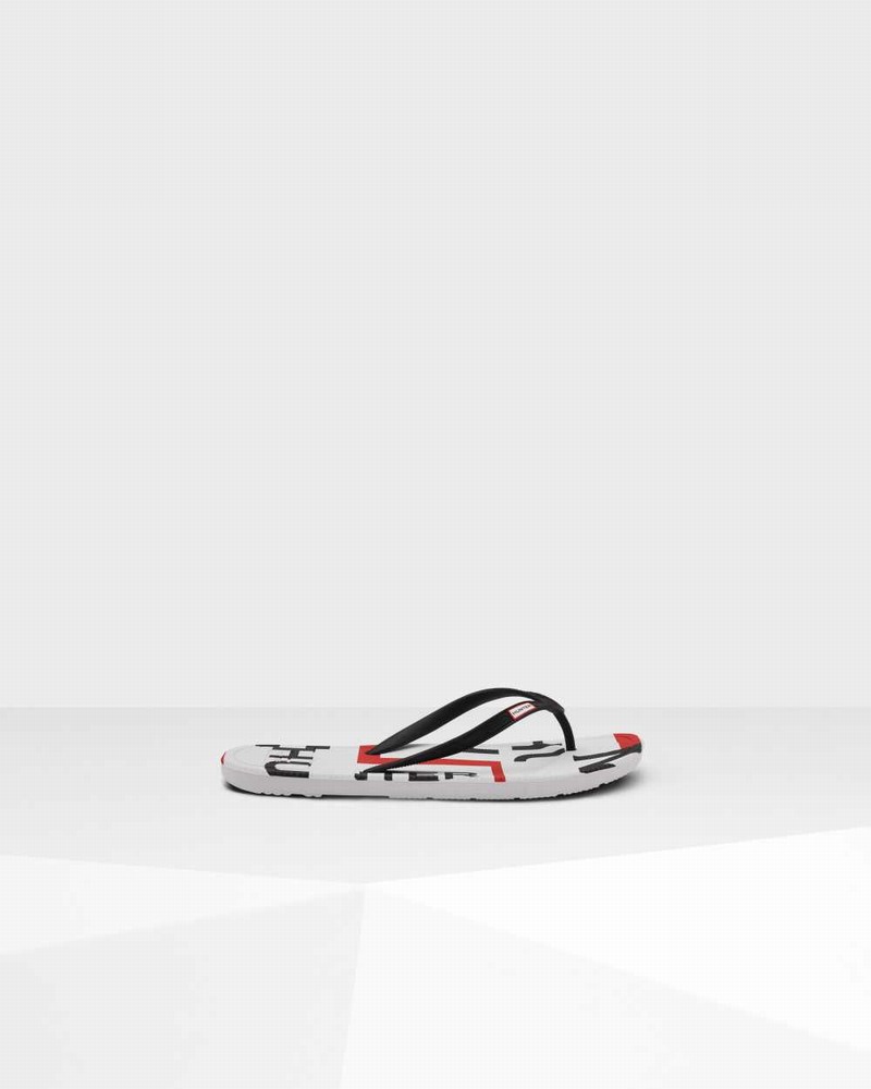 Hunter Original Exploded Logo Men Flip Flops Black | 885134971