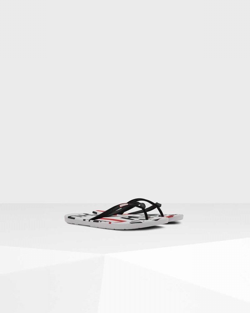 Hunter Original Exploded Logo Men Flip Flops Black | 885134971