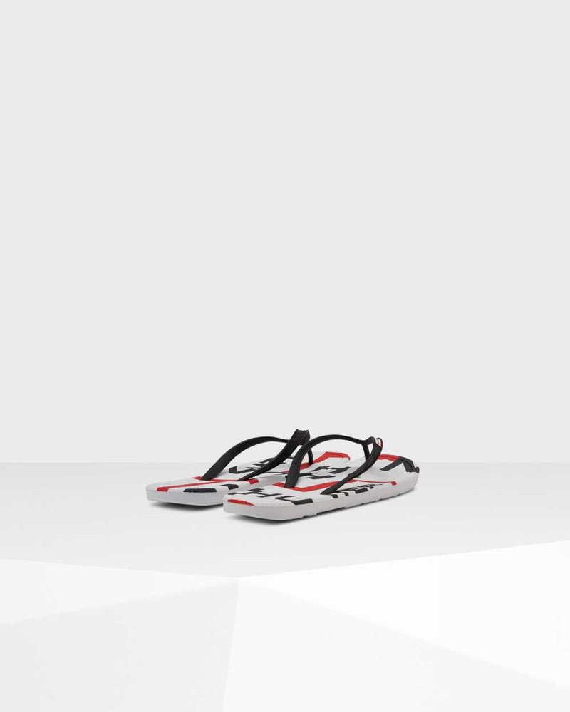 Hunter Original Exploded Logo Men Flip Flops Black | 885134971