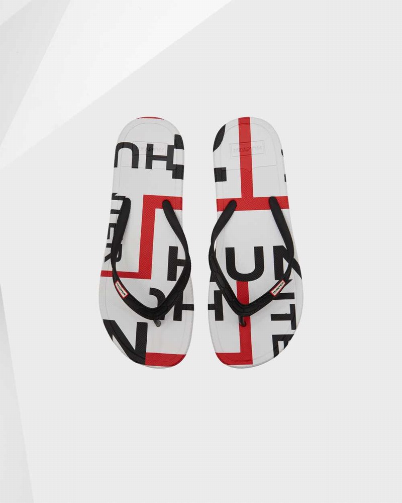 Hunter Original Exploded Logo Men Flip Flops Black | 885134971