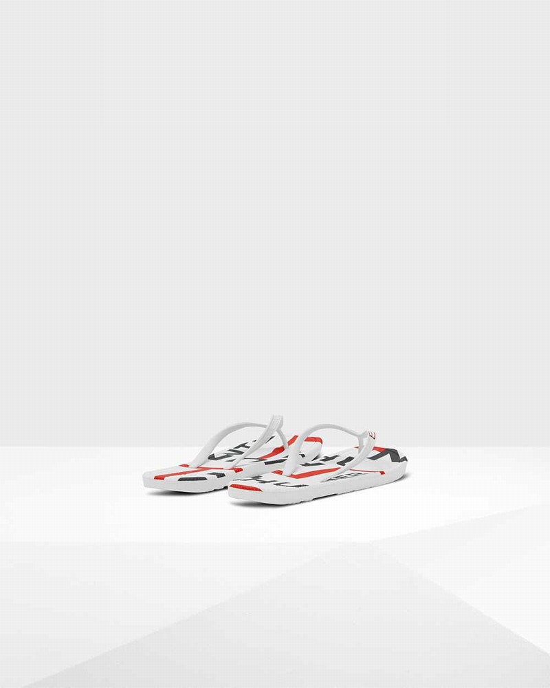 Hunter Original Exploded Logo Men Flip Flops White | 343366296