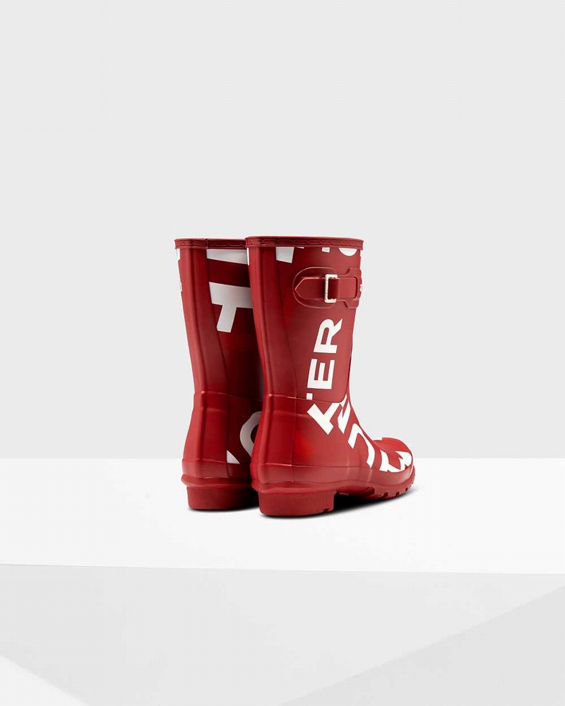 Hunter Original Exploded Logo Short Mid-Calf Women Short Boots Red | 380011928