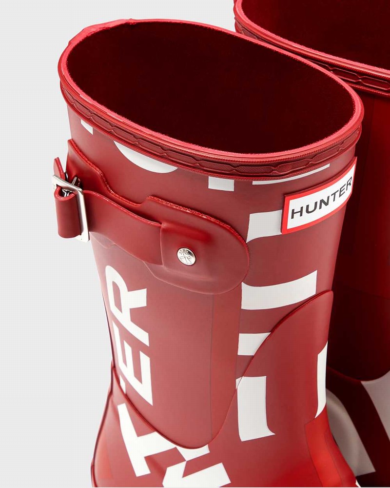 Hunter Original Exploded Logo Short Mid-Calf Women Short Boots Red | 380011928