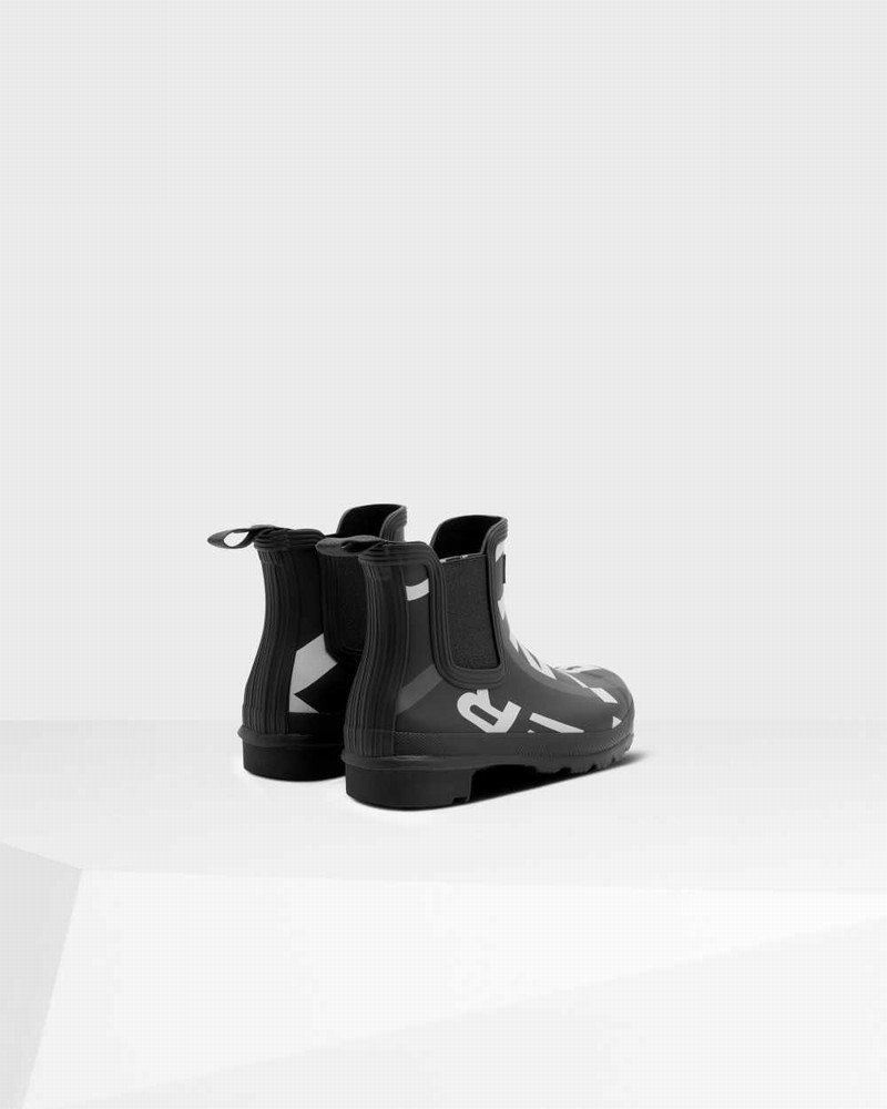 Hunter Original Exploded Logo Women Chelsea Boots Black | 405785189