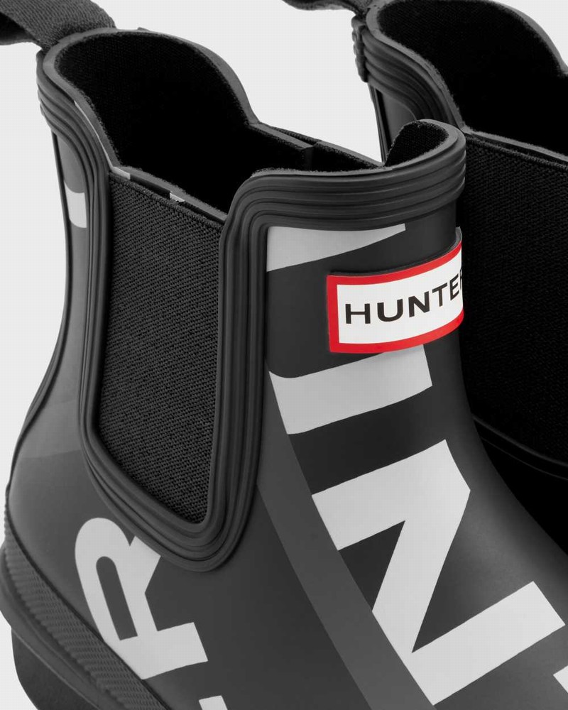 Hunter Original Exploded Logo Women Chelsea Boots Black | 405785189