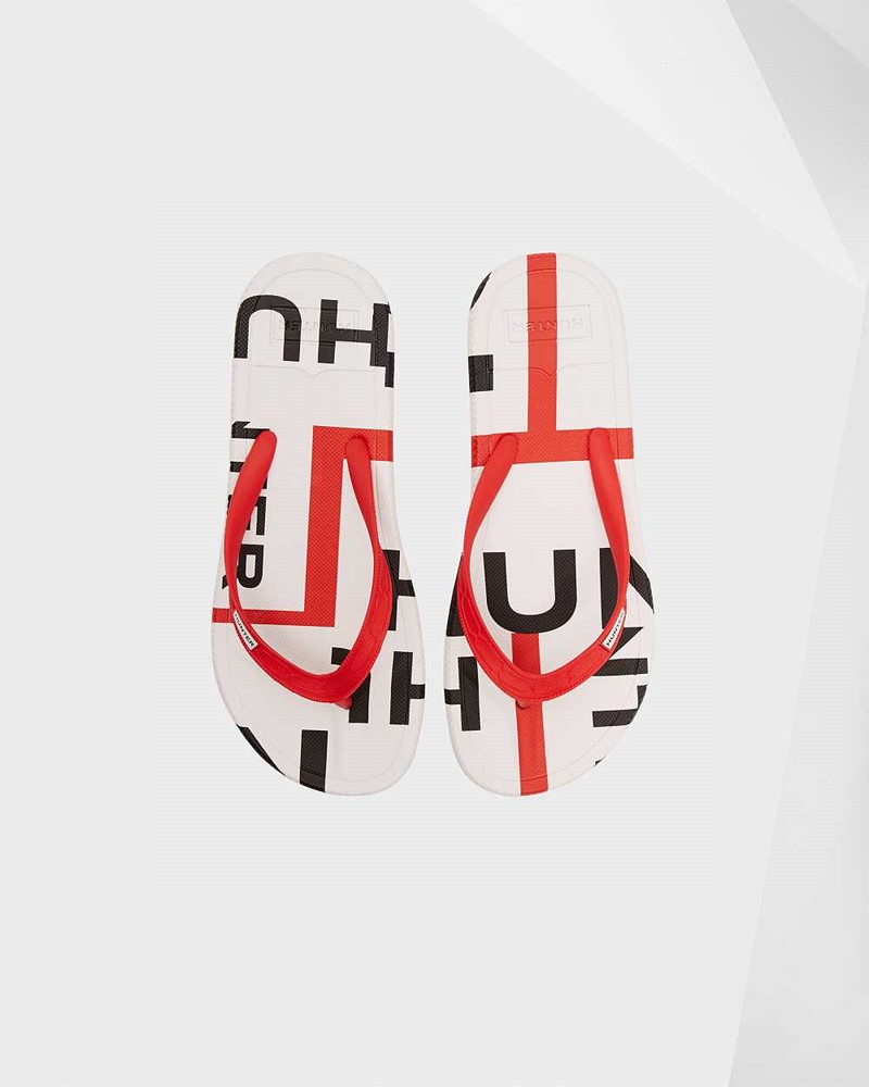 Hunter Original Exploded Logo Women Flip Flops Red | 490798860