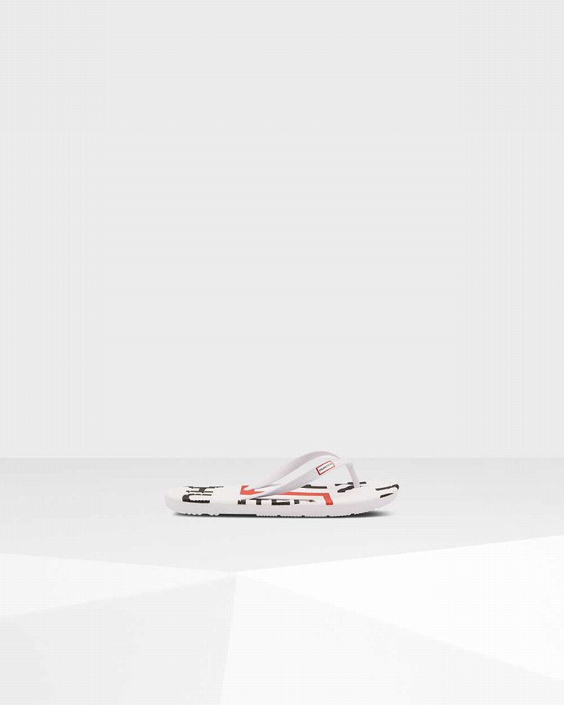 Hunter Original Exploded Logo Women Flip Flops White | 733565518